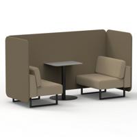 Brixworth 2 Seater Bench Booth With Black Legs And Grey Table With Black Leg In Main Line Flax Fabric - Bank Panels And Upminster Sofa