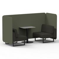 Brixworth 2 Seater Bench Booth With Black Legs And Grey Table With Black Leg In Main Line Flax Fabric - Monument Panels And Temple Sofa