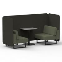 Brixworth 2 Seater Bench Booth With Black Legs And Grey Table With Black Leg In Main Line Flax Fabric - Temple Panels And Monument Sofa