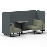 Brixworth 2 Seater Bench Booth With Black Legs And Grey Table With Black Leg In Main Line Flax Fabric - Westminster Panels And Newbury Sofa