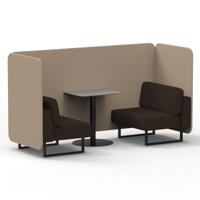 Brixworth 2 Seater Bench Booth With Black Legs And Grey Table With Black Leg In Synergy Fabric - Affix Panels And Wed Sofa