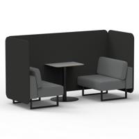 Brixworth 2 Seater Bench Booth With Black Legs And Grey Table With Black Leg In Synergy Fabric - Mix Panels And Partner Sofa
