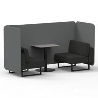 Brixworth 2 Seater Bench Booth With Black Legs And Grey Table With Black Leg In Synergy Fabric - Partner Panels And Mix Sofa