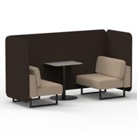 Brixworth 2 Seater Bench Booth With Black Legs And Grey Table With Black Leg In Synergy Fabric - Wed Panels And Affix Sofa