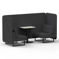 Brixworth 2 Seater Bench Booth With Black Legs And White Table With Black Leg In X2 Fabric - Arithmetic Panels And Sofa