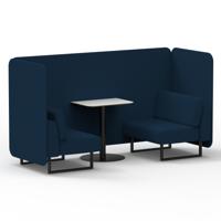 Brixworth 2 Seater Bench Booth With Black Legs And White Table With Black Leg In X2 Fabric - Calculus Panels And Sofa