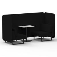 Brixworth 2 Seater Bench Booth With Black Legs And White Table With Black Leg In X2 Fabric - Diameter Panels And Sofa