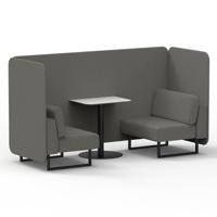 Brixworth 2 Seater Bench Booth With Black Legs And White Table With Black Leg In X2 Fabric - Number Panels And Sofa
