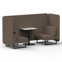 Brixworth 2 Seater Bench Booth With Black Legs And White Table With Black Leg In X2 Fabric - Theory Panels And Sofa