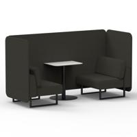 Brixworth 2 Seater Bench Booth With Black Legs And White Table With Black Leg In Main Line Flax Fabric - Temple Panels And Sofa