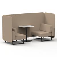 Brixworth 2 Seater Bench Booth With Black Legs And White Table With Black Leg In Synergy Fabric - Affix Panels And Sofa