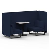 Brixworth 2 Seater Bench Booth With Black Legs And White Table With Black Leg In Synergy Fabric - Alike Panels And Sofa
