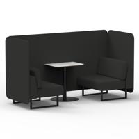 Brixworth 2 Seater Bench Booth With Black Legs And White Table With Black Leg In Synergy Fabric - Mix Panels And Sofa
