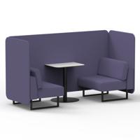 Brixworth 2 Seater Bench Booth With Black Legs And White Table With Black Leg In Synergy Fabric - Order Panels And Sofa