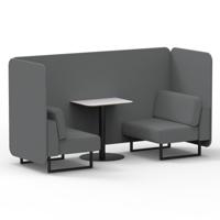 Brixworth 2 Seater Bench Booth With Black Legs And White Table With Black Leg In Synergy Fabric - Partner Panels And Sofa