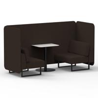 Brixworth 2 Seater Bench Booth With Black Legs And White Table With Black Leg In Synergy Fabric - Wed Panels And Sofa