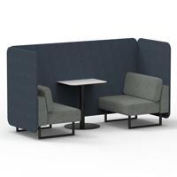 Brixworth 2 Seater Bench Booth With Black Legs And White Table With Black Leg In Rivet Fabric - Crucible Panels And Prime Sofa