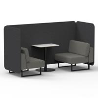 Brixworth 2 Seater Bench Booth With Black Legs And White Table With Black Leg In X2 Fabric - Arithmetic Panels And Number Sofa