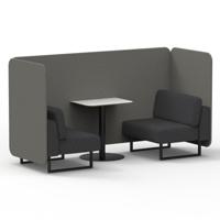 Brixworth 2 Seater Bench Booth With Black Legs And White Table With Black Leg In X2 Fabric - Number Panels And Arithmetic Sofa