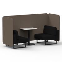 Brixworth 2 Seater Bench Booth With Black Legs And White Table With Black Leg In X2 Fabric - Theory Panels And Diameter Sofa
