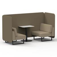 Brixworth 2 Seater Bench Booth With Black Legs And White Table With Black Leg In Main Line Flax Fabric - Bank Panels And Upminster Sofa