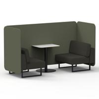 Brixworth 2 Seater Bench Booth With Black Legs And White Table With Black Leg In Main Line Flax Fabric - Monument Panels And Temple Sofa