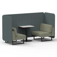 Brixworth 2 Seater Bench Booth With Black Legs And White Table With Black Leg In Main Line Flax Fabric - Westminster Panels And Newbury Sofa