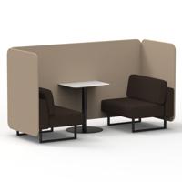 Brixworth 2 Seater Bench Booth With Black Legs And White Table With Black Leg In Synergy Fabric - Affix Panels And Wed Sofa