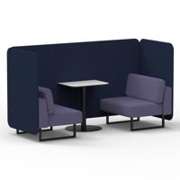 Brixworth 2 Seater Bench Booth With Black Legs And White Table With Black Leg In Synergy Fabric - Alike Panels And Order Sofa
