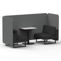 Brixworth 2 Seater Bench Booth With Black Legs And White Table With Black Leg In Synergy Fabric - Partner Panels And Mix Sofa