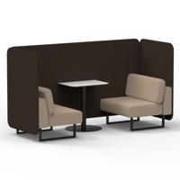 Brixworth 2 Seater Bench Booth With Black Legs And White Table With Black Leg In Synergy Fabric - Wed Panels And Affix Sofa
