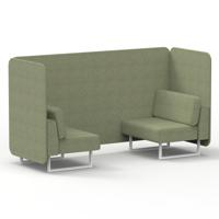 Brixworth 2 Seater Bench Booth With White Legs In Rivet Fabric - Burnish Panels And Sofa