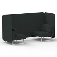 Brixworth 2 Seater Bench Booth With White Legs In Rivet Fabric - Charcoal Panels And Sofa