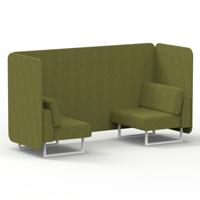 Brixworth 2 Seater Bench Booth With White Legs In Rivet Fabric - Olive Panels And Sofa