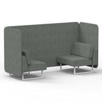 Brixworth 2 Seater Bench Booth With White Legs In Rivet Fabric - Prime Panels And Sofa