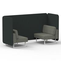 Brixworth 2 Seater Bench Booth With White Legs In Rivet Fabric - Charcoal Panels And Vitreous Sofa