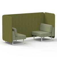 Brixworth 2 Seater Bench Booth With White Legs In Rivet Fabric - Olive Panels And Burnish Sofa