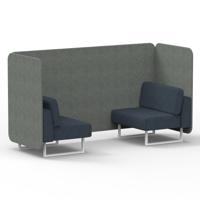 Brixworth 2 Seater Bench Booth With White Legs In Rivet Fabric - Prime Panels And Crucible Sofa