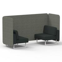 Brixworth 2 Seater Bench Booth With White Legs In Rivet Fabric - Vitreous Panels And Charcoal Sofa