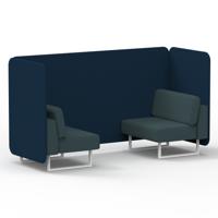 Brixworth 2 Seater Bench Booth With White Legs In X2 Fabric - Calculus Panels And Polygon Sofa