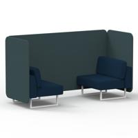 Brixworth 2 Seater Bench Booth With White Legs In X2 Fabric - Polygon Panels And Calculus Sofa