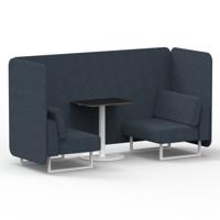 Brixworth 2 Seater Bench Booth With White Legs And Black Table With White Leg In Rivet Fabric - Crucible Panels And Sofa