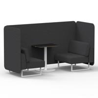 Brixworth 2 Seater Bench Booth With White Legs And Black Table With White Leg In X2 Fabric - Arithmetic Panels And Sofa