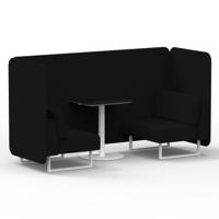 Brixworth 2 Seater Bench Booth With White Legs And Black Table With White Leg In X2 Fabric - Diameter Panels And Sofa