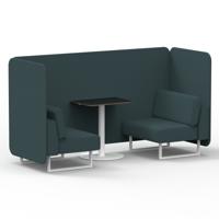 Brixworth 2 Seater Bench Booth With White Legs And Black Table With White Leg In X2 Fabric - Polygon Panels And Sofa