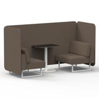 Brixworth 2 Seater Bench Booth With White Legs And Black Table With White Leg In X2 Fabric - Theory Panels And Sofa