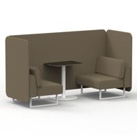 Brixworth 2 Seater Bench Booth With White Legs And Black Table With White Leg In Main Line Flax Fabric - Bank Panels And Sofa
