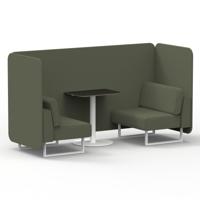 Brixworth 2 Seater Bench Booth With White Legs And Black Table With White Leg In Main Line Flax Fabric - Monument Panels And Sofa