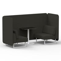 Brixworth 2 Seater Bench Booth With White Legs And Black Table With White Leg In Main Line Flax Fabric - Temple Panels And Sofa