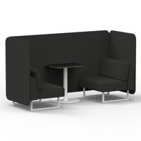 Brixworth 2 Seater Bench Booth With White Legs And Black Table With White Leg In Synergy Fabric - Mix Panels And Sofa